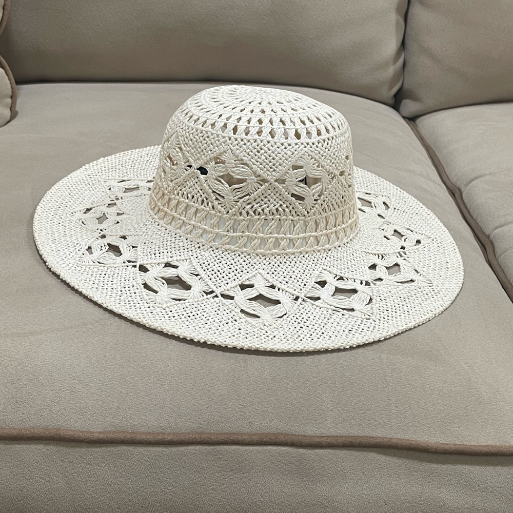 Women’s Lei Crochet Straw Sun Hat Natural Beach Vacation Summer One Size - Picture 5 of 7